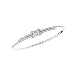 X Crossover Diamond Bangle White Gold