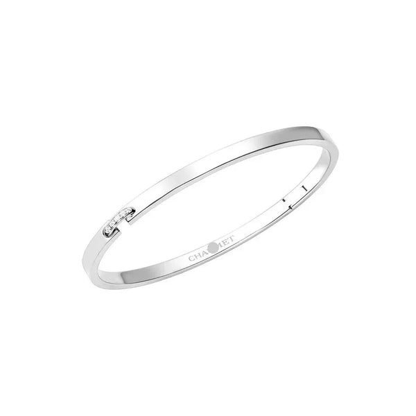 Link Accent Slim Bangle Bracelet White Gold