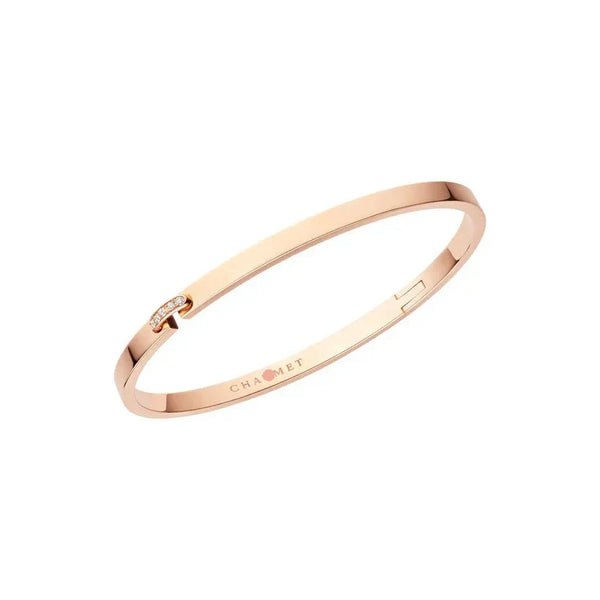 Link Accent Slim Bangle Bracelet Rose Gold