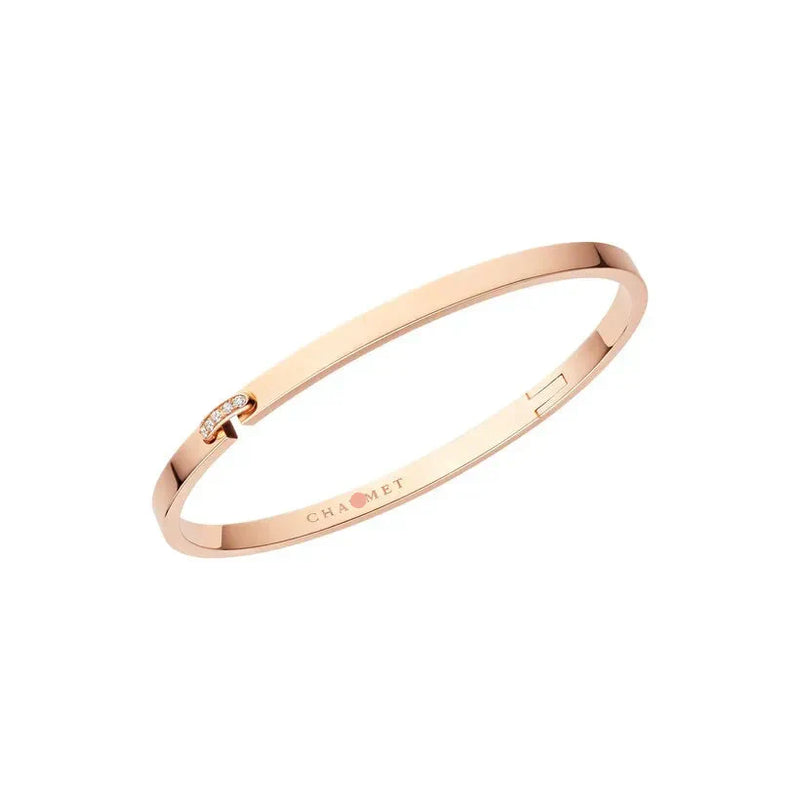 Link Accent Slim Bangle Bracelet Rose Gold