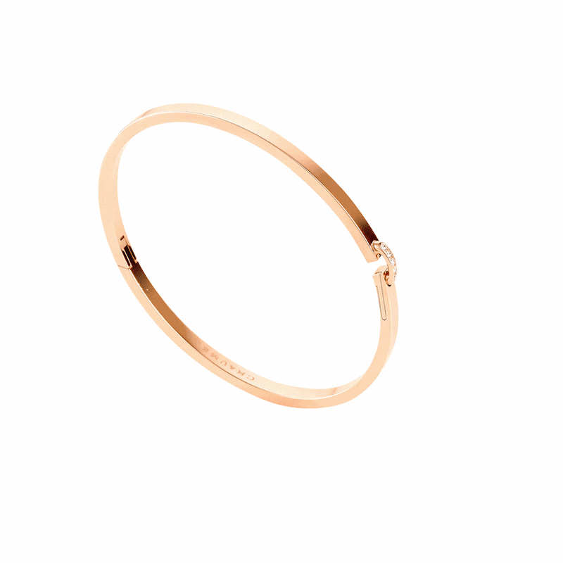 Link Accent Slim Bangle Bracelet Rose Gold