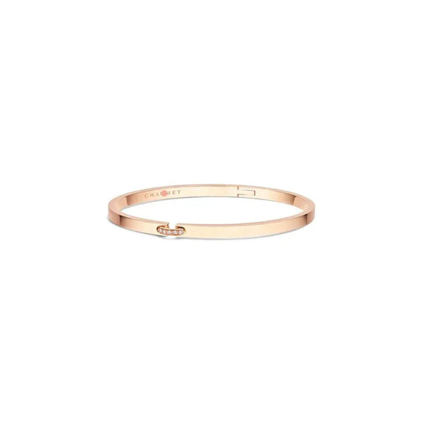 Link Accent Slim Bangle Bracelet Rose Gold