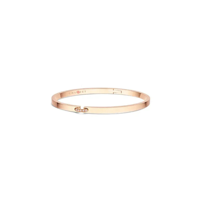 Link Accent Slim Bangle Bracelet Rose Gold