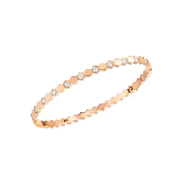 Hexagon Diamond Bangle Bracelet Rose Gold with Diamonds