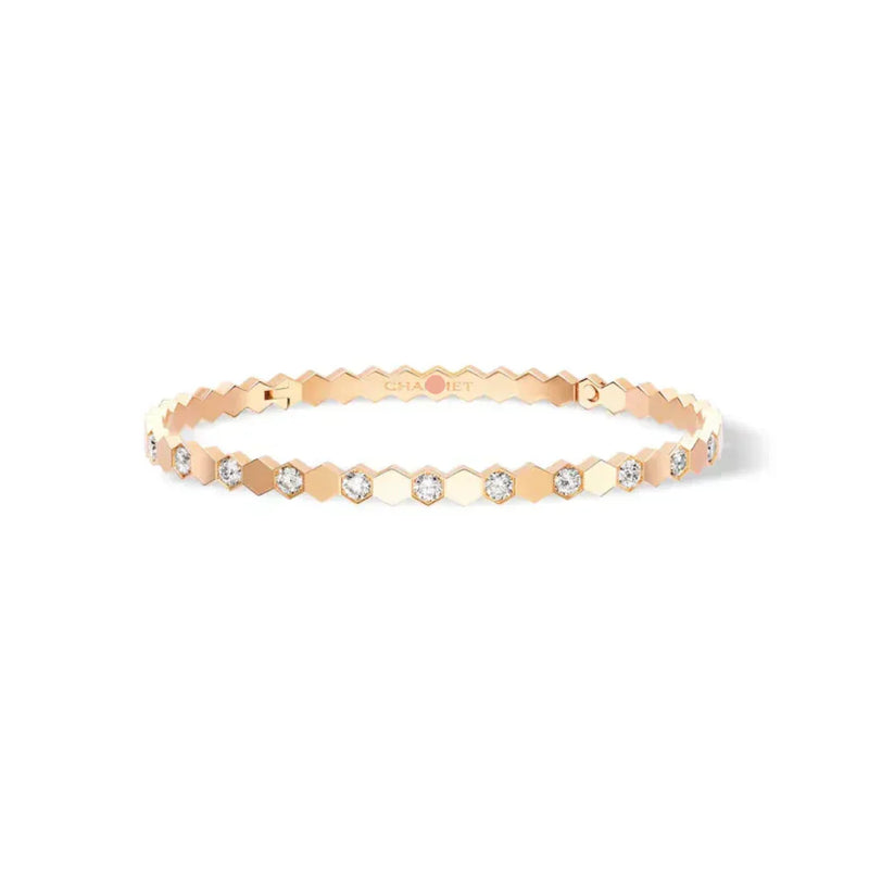 Hexagon Diamond Bangle Bracelet Rose Gold with Diamonds