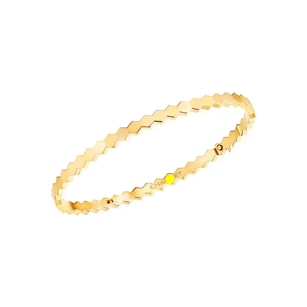 Hexagon Link Bangle Bracelet Yellow Gold