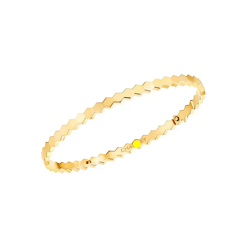 Hexagon Link Bangle Bracelet Yellow Gold