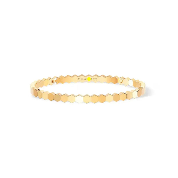 Hexagon Link Bangle Bracelet Yellow Gold