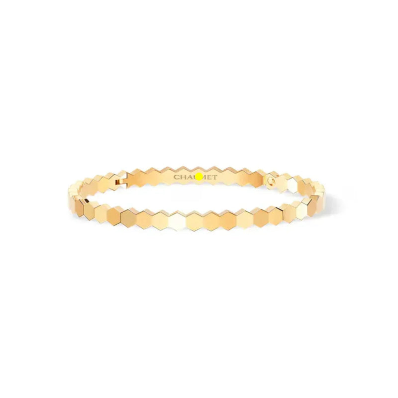 Hexagon Link Bangle Bracelet Yellow Gold