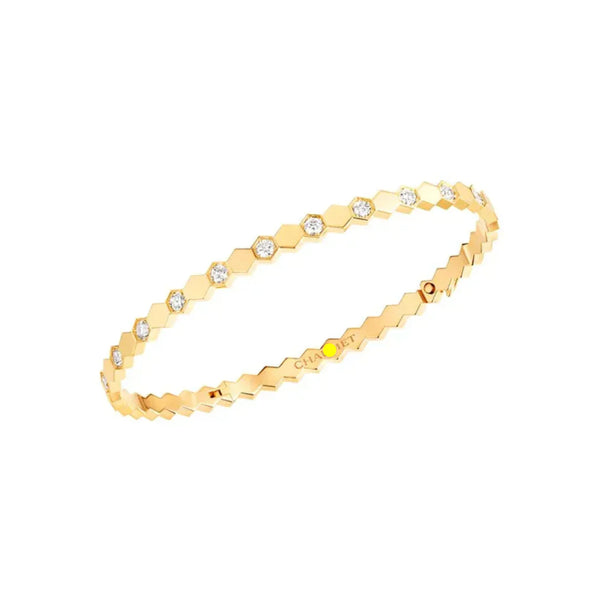 Hexagon Diamond Bangle Bracelet Yellow Gold with Diamonds
