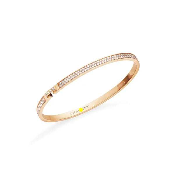 Pave Slim Bangle Bracelet Rose Gold Full Diamonds