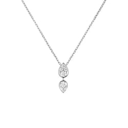 Teardrop Duo Pendant Necklace Sterling White Gold