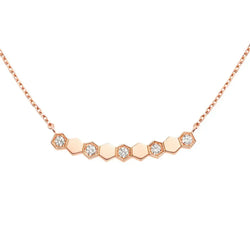 Minimal Honeycomb Bar Necklace Rose Gold