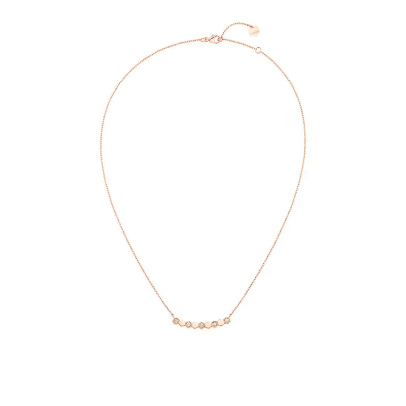 Minimal Honeycomb Bar Necklace Rose Gold