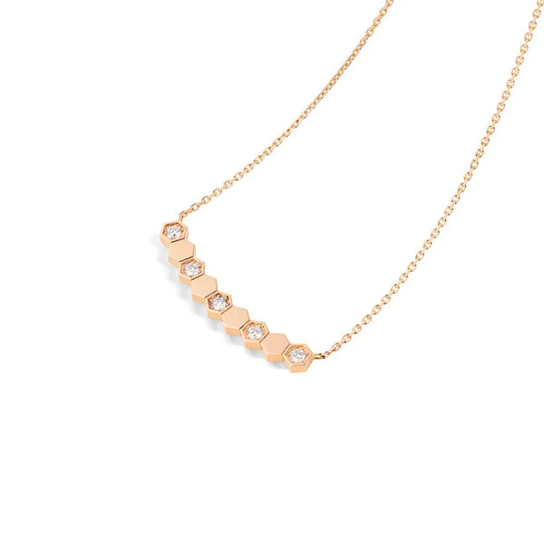 Minimal Honeycomb Bar Necklace Rose Gold