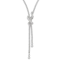 Twisted Knot Lariat Necklace White Gold Full Diamonds