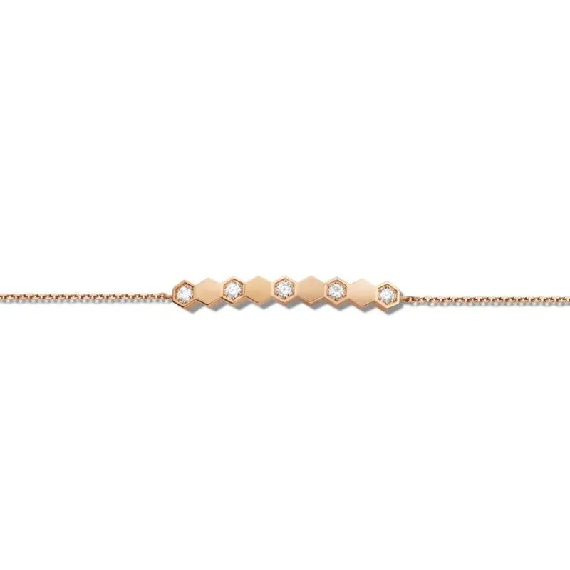 Honeycomb Diamond Bar Bracelet Rose Gold