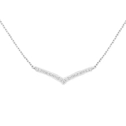 Chevron V Shaped Pendant Necklace White Gold