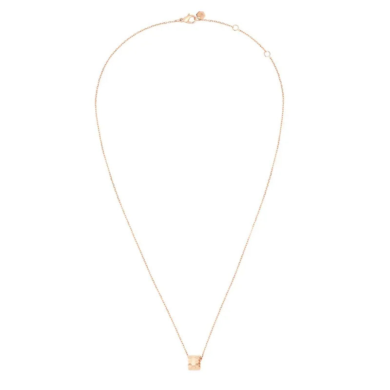Hexagon Barrel Pendant Necklace Rose Gold