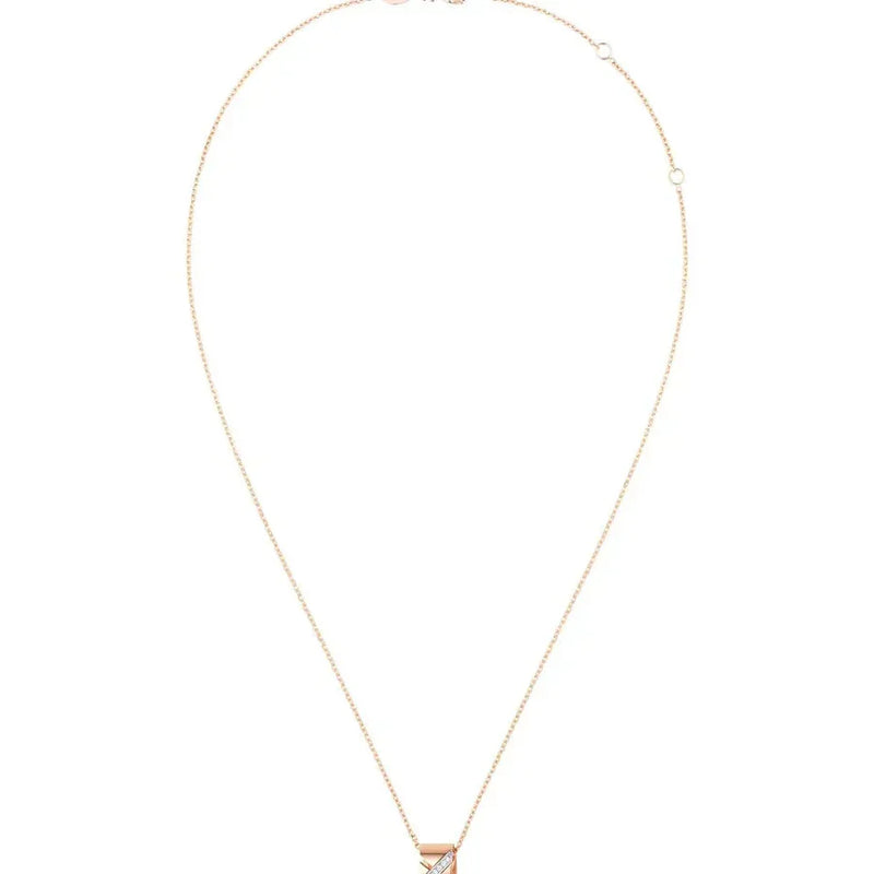 Rose Gold Barrel Pendant Necklace with Diamonds