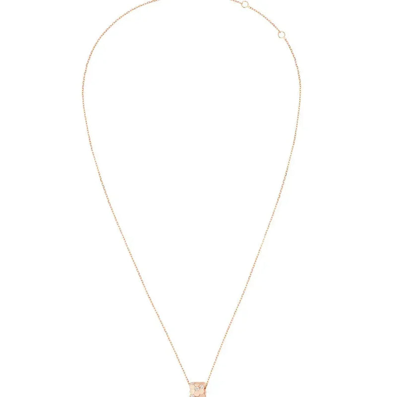 Rose Gold Hexagon Barrel Pendant Necklace