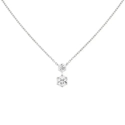Double Hexagon Pendant Necklace White Gold