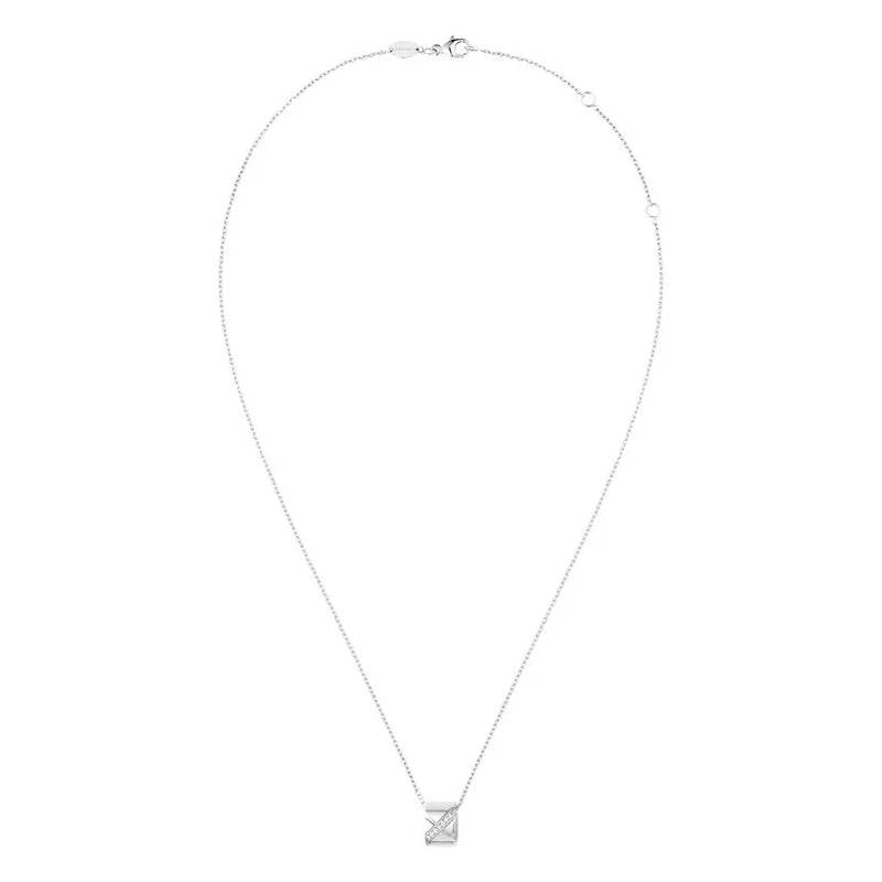 White Gold Barrel Pendant Necklace