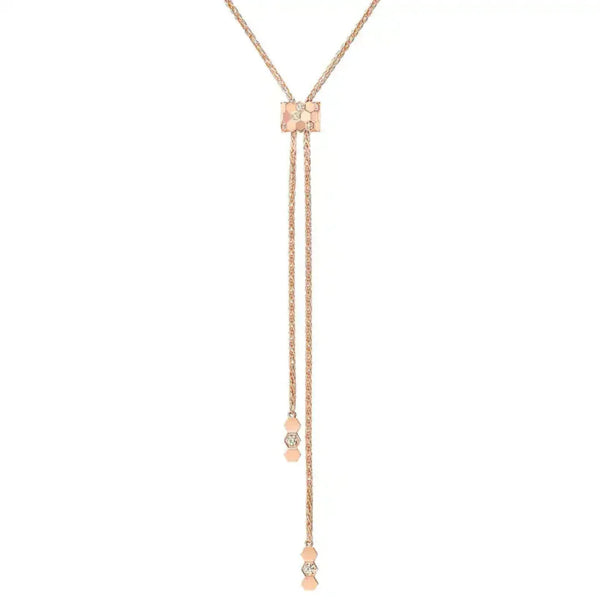 Rose Gold Lariat Necklace with Diamonds