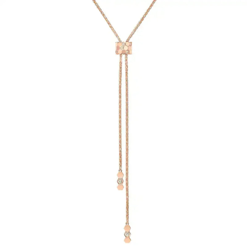 Rose Gold Lariat Necklace with Diamonds