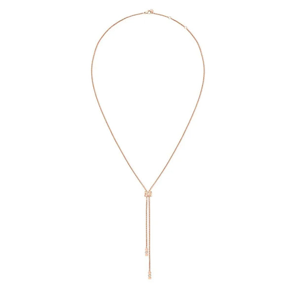 Rose Gold Lariat Necklace with Diamonds