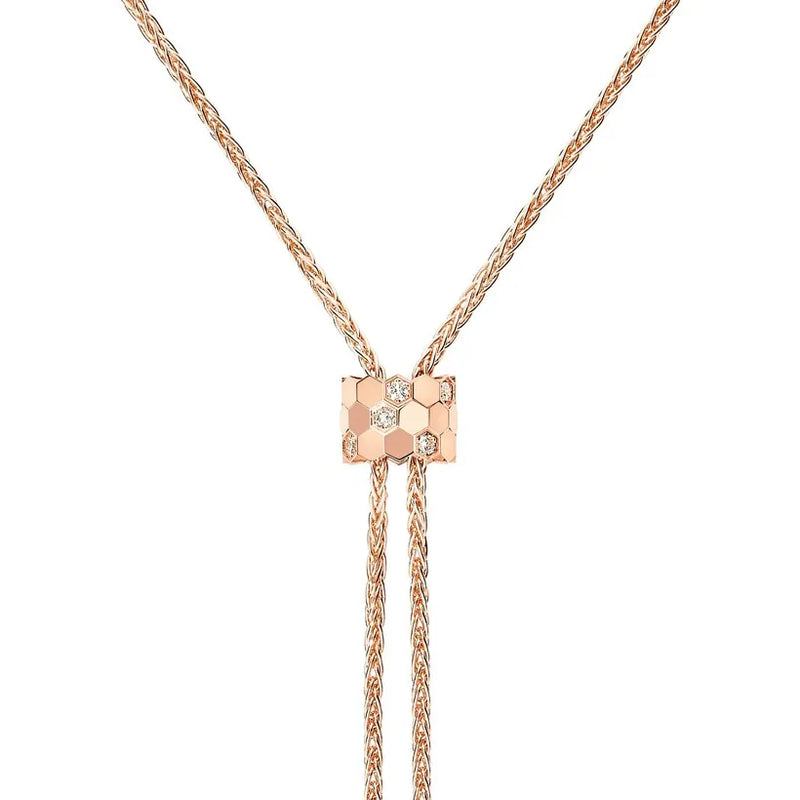 Rose Gold Lariat Necklace with Diamonds
