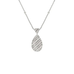 Pavé Teardrop Pendant Necklace White Gold