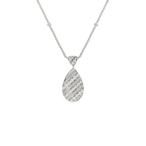 Pavé Teardrop Pendant Necklace White Gold