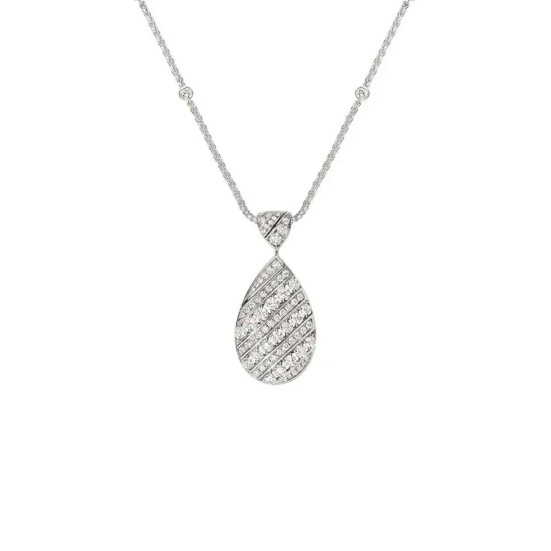 Pavé Teardrop Pendant Necklace White Gold
