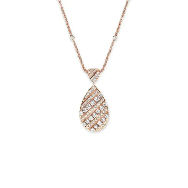 Pavé Teardrop Pendant Necklace Rose Gold