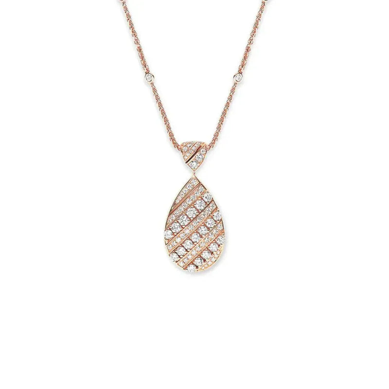 Pavé Teardrop Pendant Necklace Rose Gold
