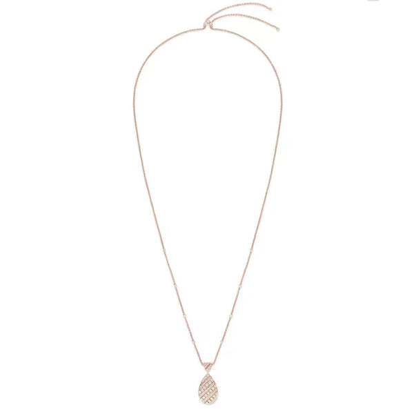 Pavé Teardrop Pendant Necklace Rose Gold