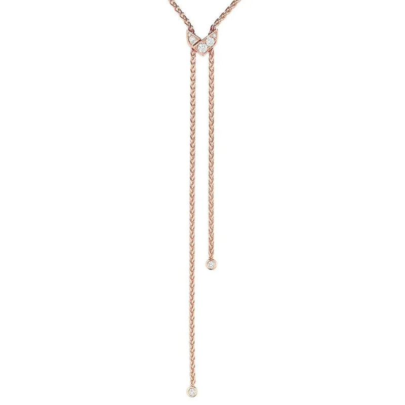 Pavé Teardrop Pendant Necklace Rose Gold