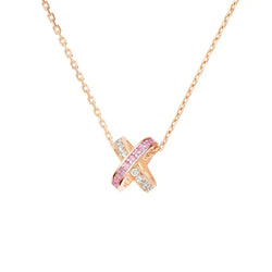 Criss Cross Pink Sapphire Necklace Rose Gold