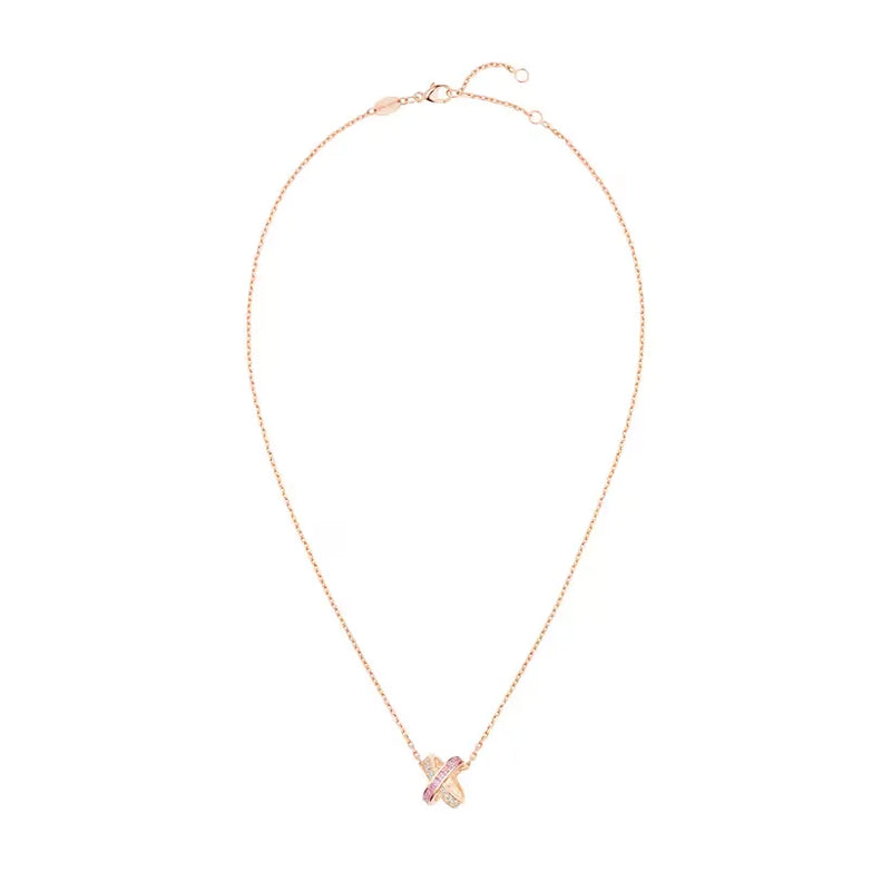 Criss Cross Pink Sapphire Necklace Rose Gold