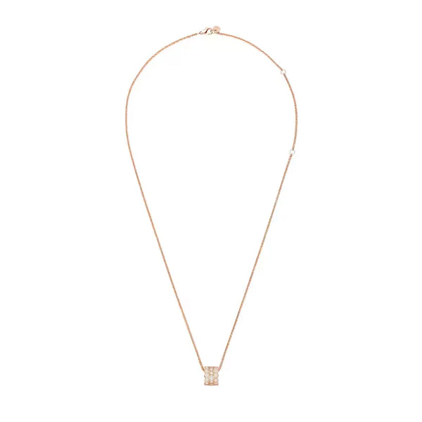 Honeycomb Pendant Necklace Rose Gold Full Diamonds