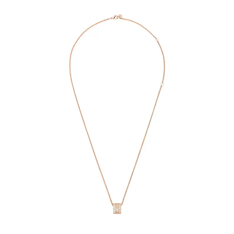 Honeycomb Pendant Necklace Rose Gold Full Diamonds