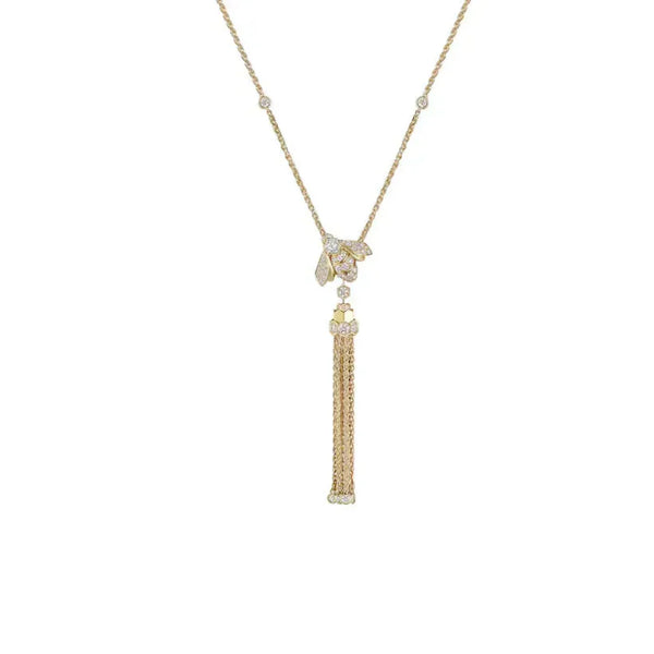 Tassel Drop Pendant Necklace Yellow Gold