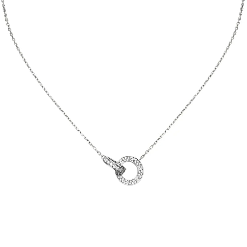 Love Necklace Paved White Gold with Diamonds