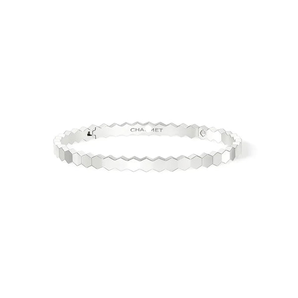 Hexagon Link Bangle Bracelet White Gold