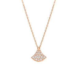 Rose Gold Fan Pendant Necklace With Pavé Diamonds