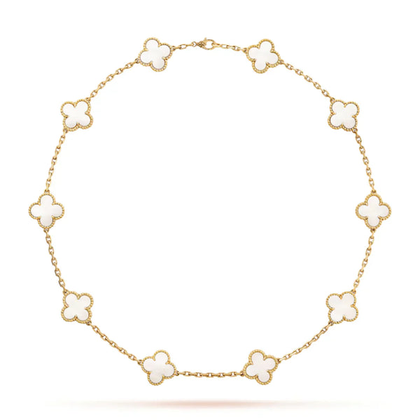 Clover Motif Long Necklace Yellow Gold