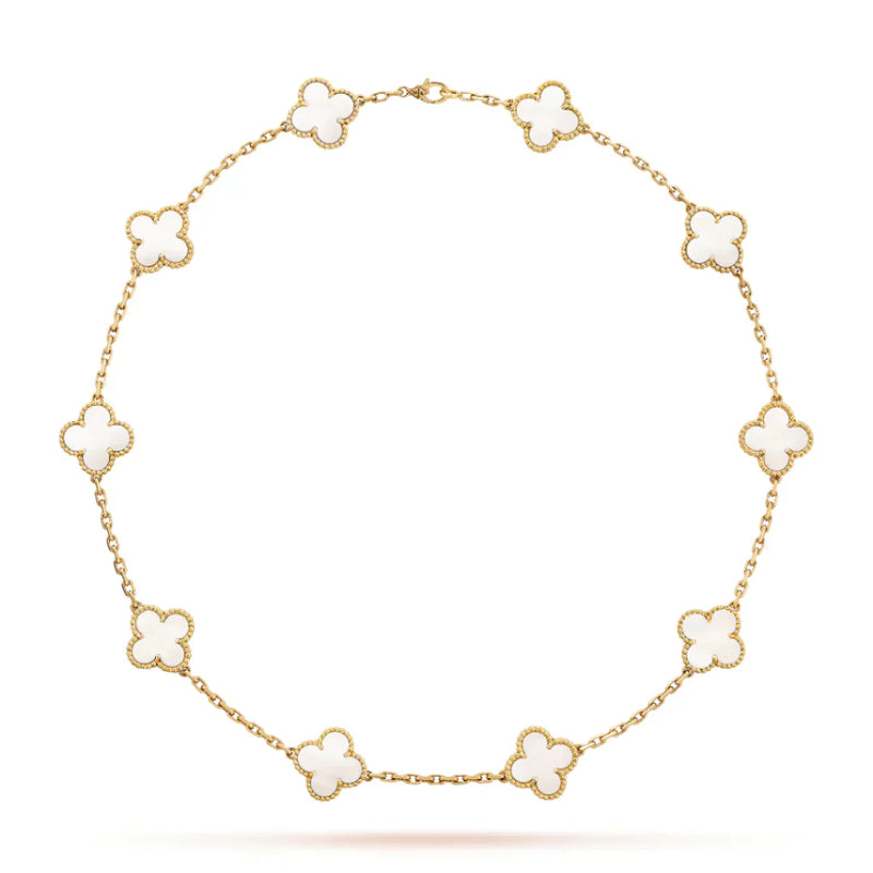 Clover Motif Long Necklace Yellow Gold