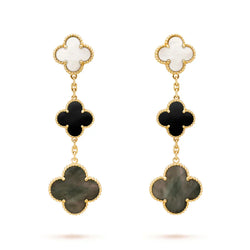 Lucky Alhambra Three Motif Drop Earrings