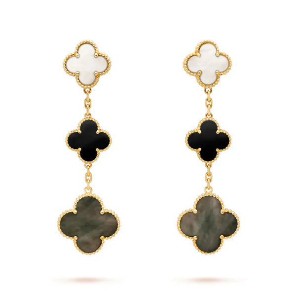 Lucky Alhambra Three Motif Drop Earrings